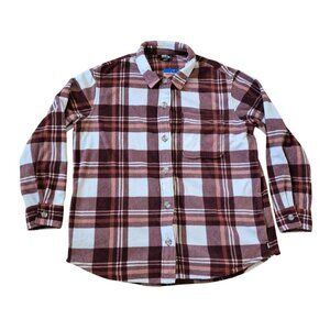 NWT Eddie Bauer Women's Micro Fleece Plaid Collared Shirt Size L Winter Warm